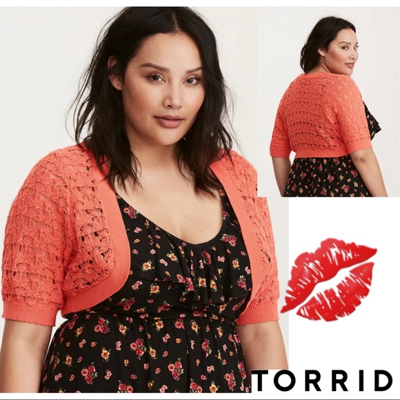 Torrid Coral Pointelle Bolero Shrug 